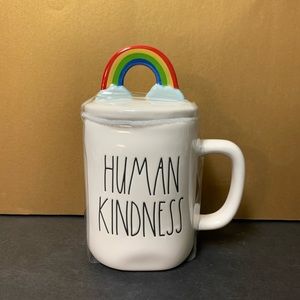 Rae Dunn brand new HUMAN KINDNESS Mug with topper